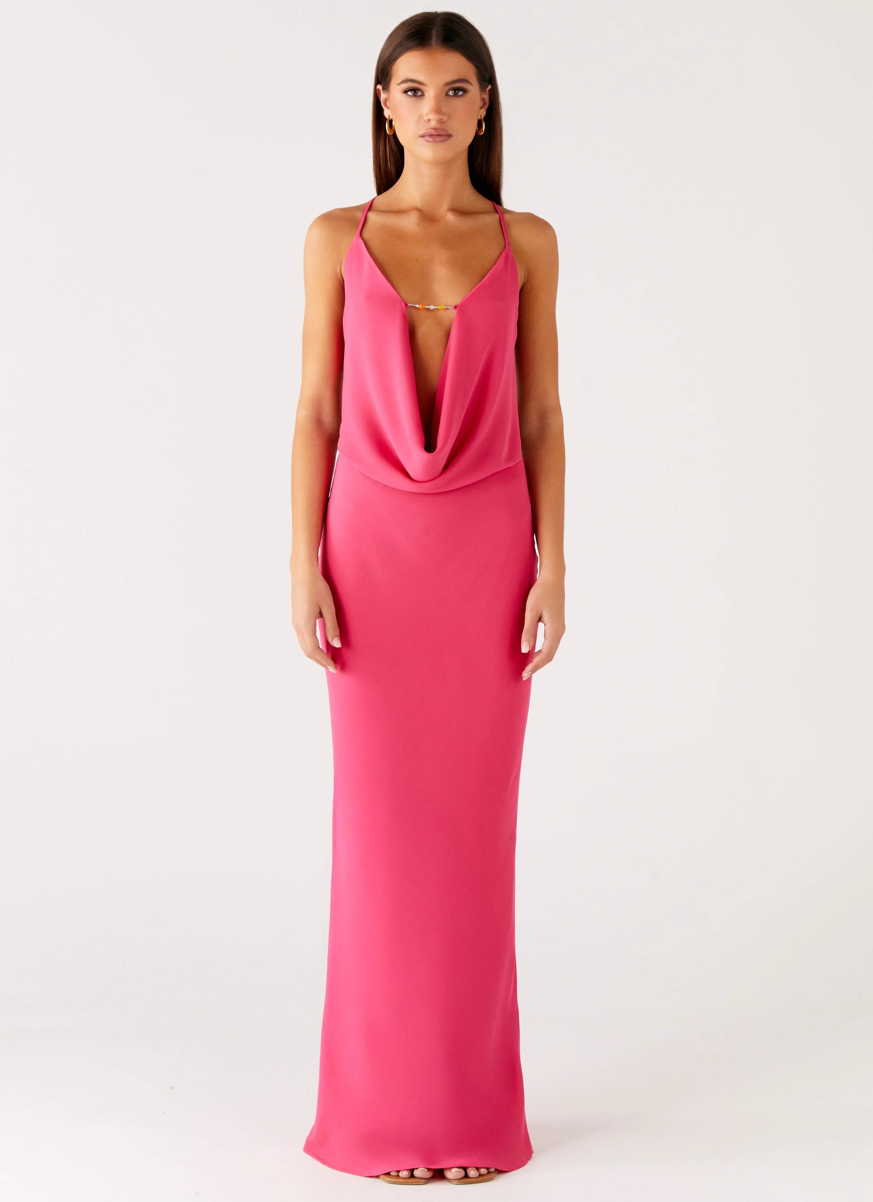 Pure Heart Cowl Maxi Dress - Fuchsia