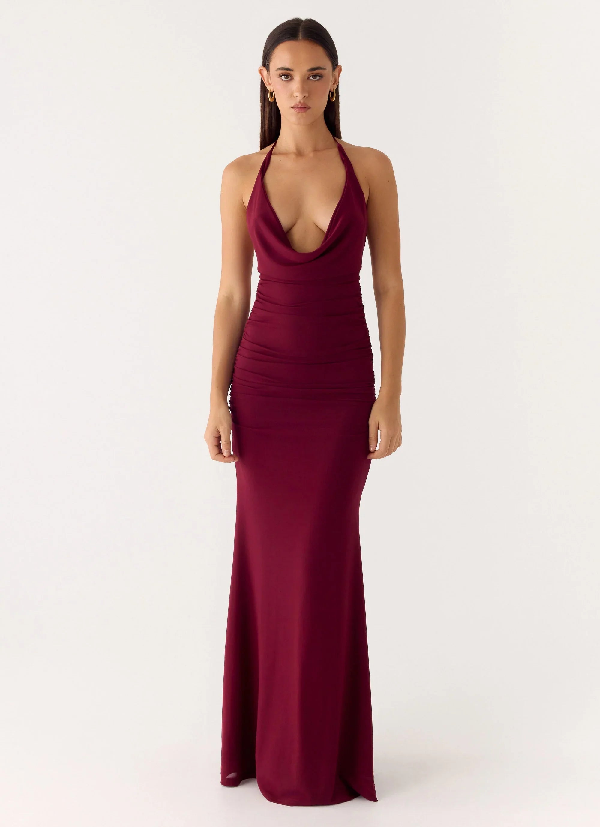 Eyes Closed Maxi Dress - Dark Cherry