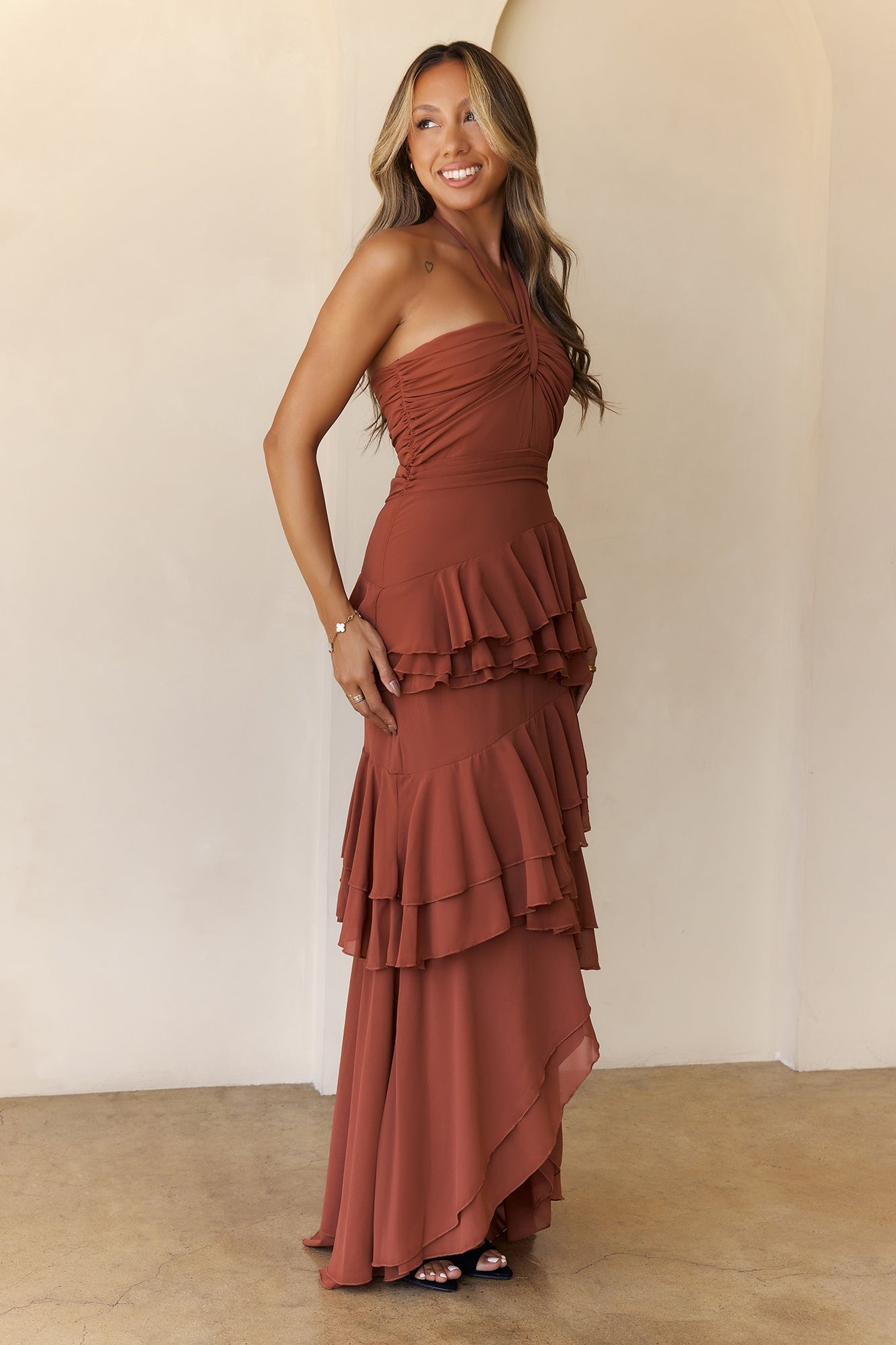 Zephyr Halter Maxi Dress Rust